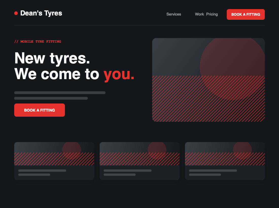 Dean's Mobile Tyres — website built by 3 Day Websites