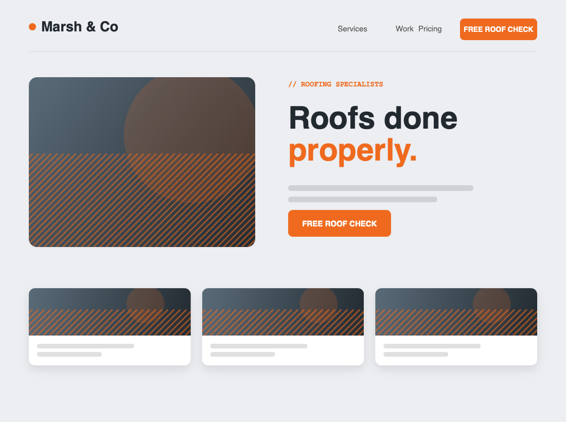 Marsh & Co Roofing — website built by 3 Day Websites
