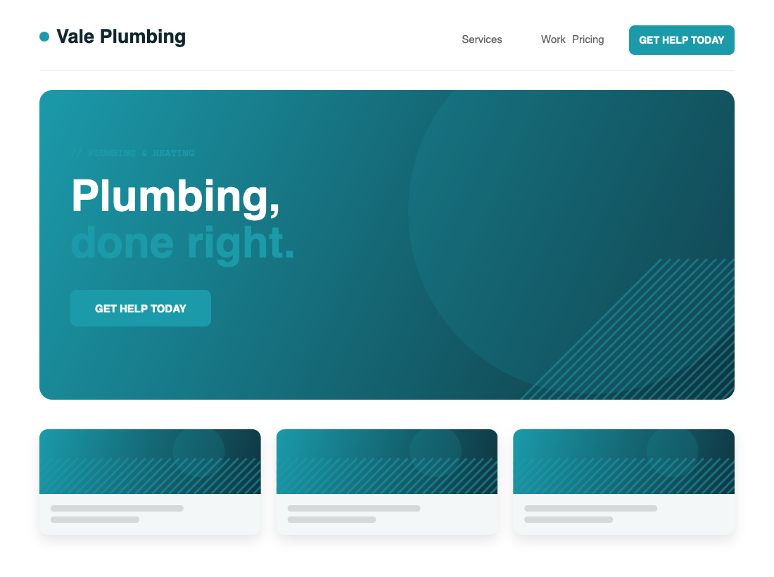 Vale Plumbing & Heating — website built by 3 Day Websites